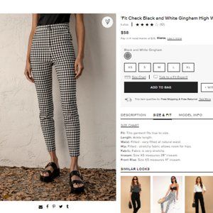 Black and White Gingham High Waisted Pants NWT